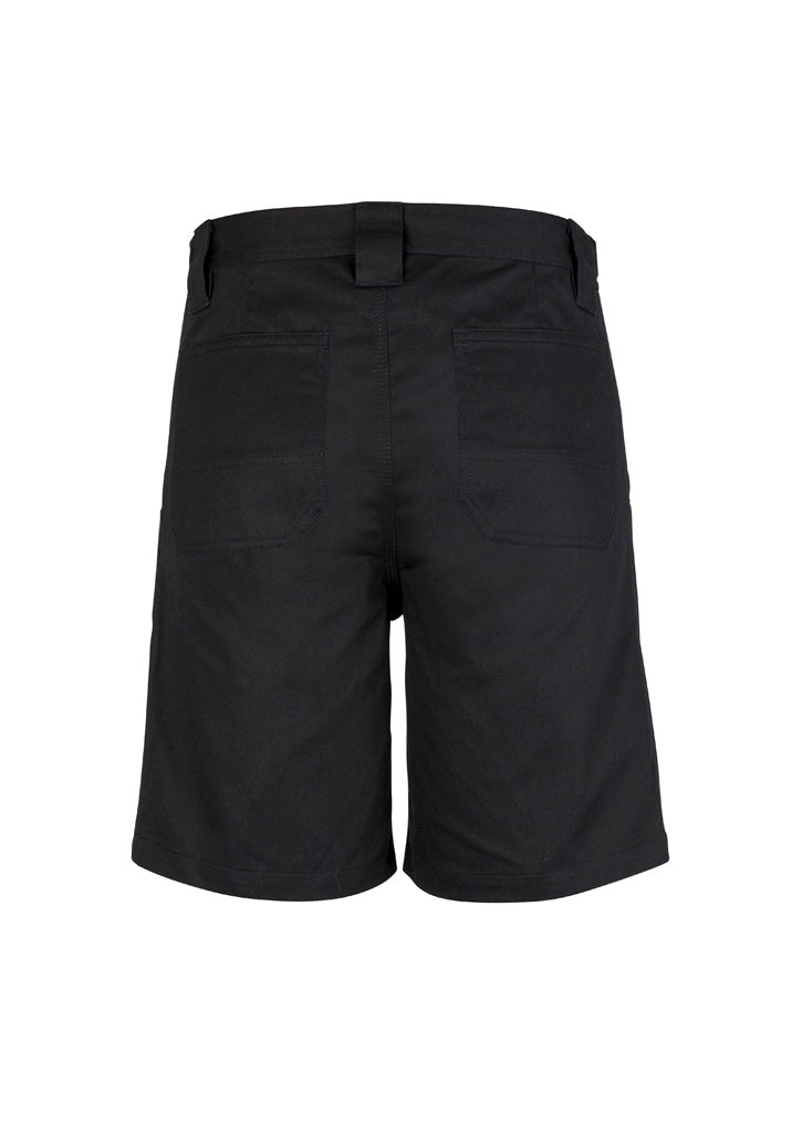 Syzmik ZW011 Mens Plain Utility Short in Black - back view