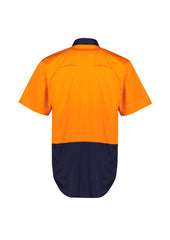 Syzmik ZW115 Mens Hi Vis Short Sleeve Shirt in Orange/Navy - back view