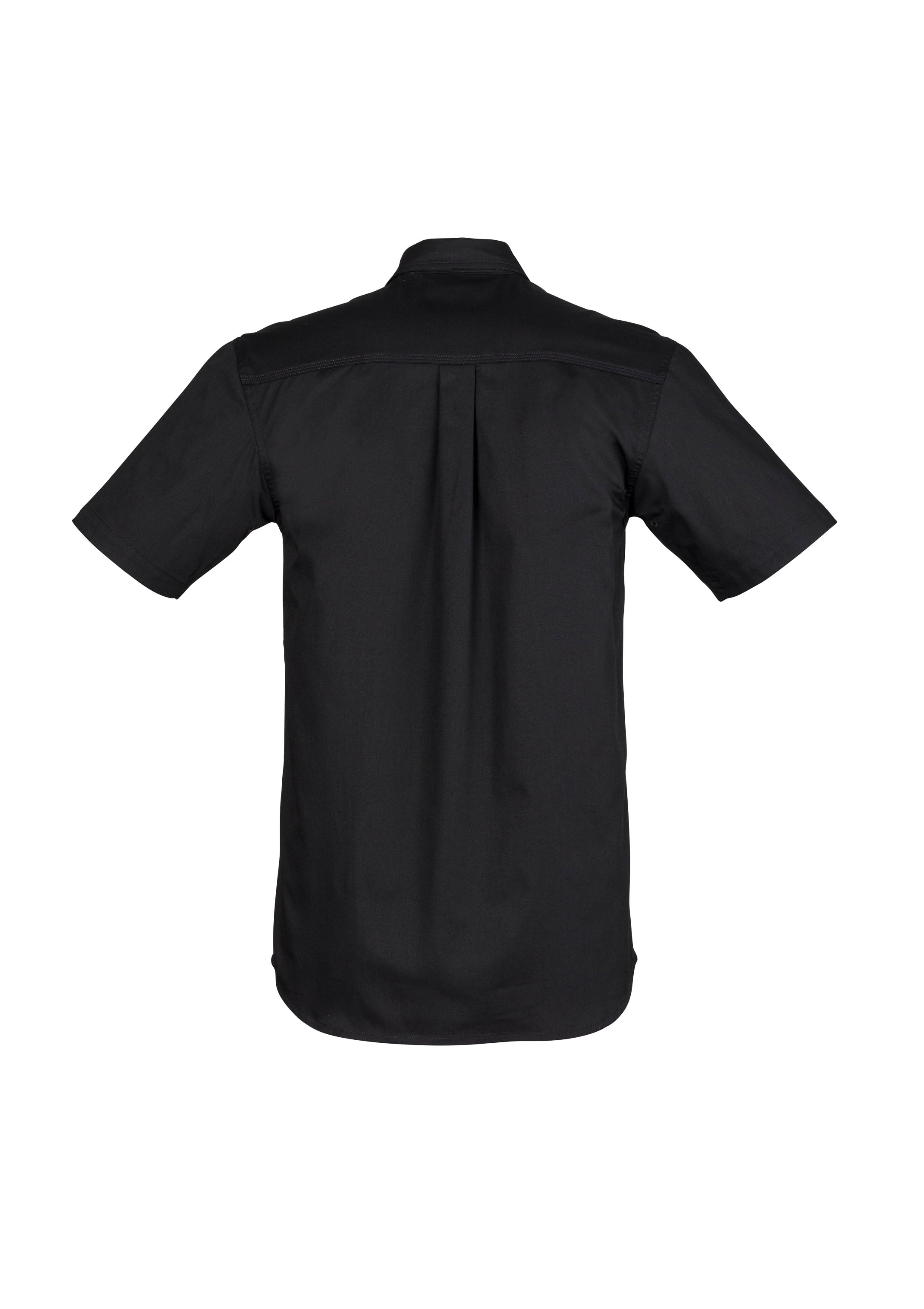 Syzmik ZW120 Mens Lightweight Tradie Short Sleeve Shirt in Black - back view