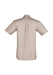 Syzmik ZW120 Mens Lightweight Tradie Short Sleeve Shirt in Sand - back view