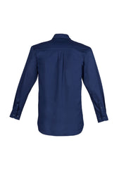 Syzmik ZW121 Mens Lightweight Tradie Long Sleeve Shirt in Blue - back view