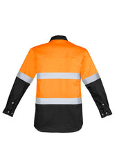 Syzmik ZW123 Mens Industrial Long Sleeve Shirt - Hoop Taped in Orange/Black - back view
