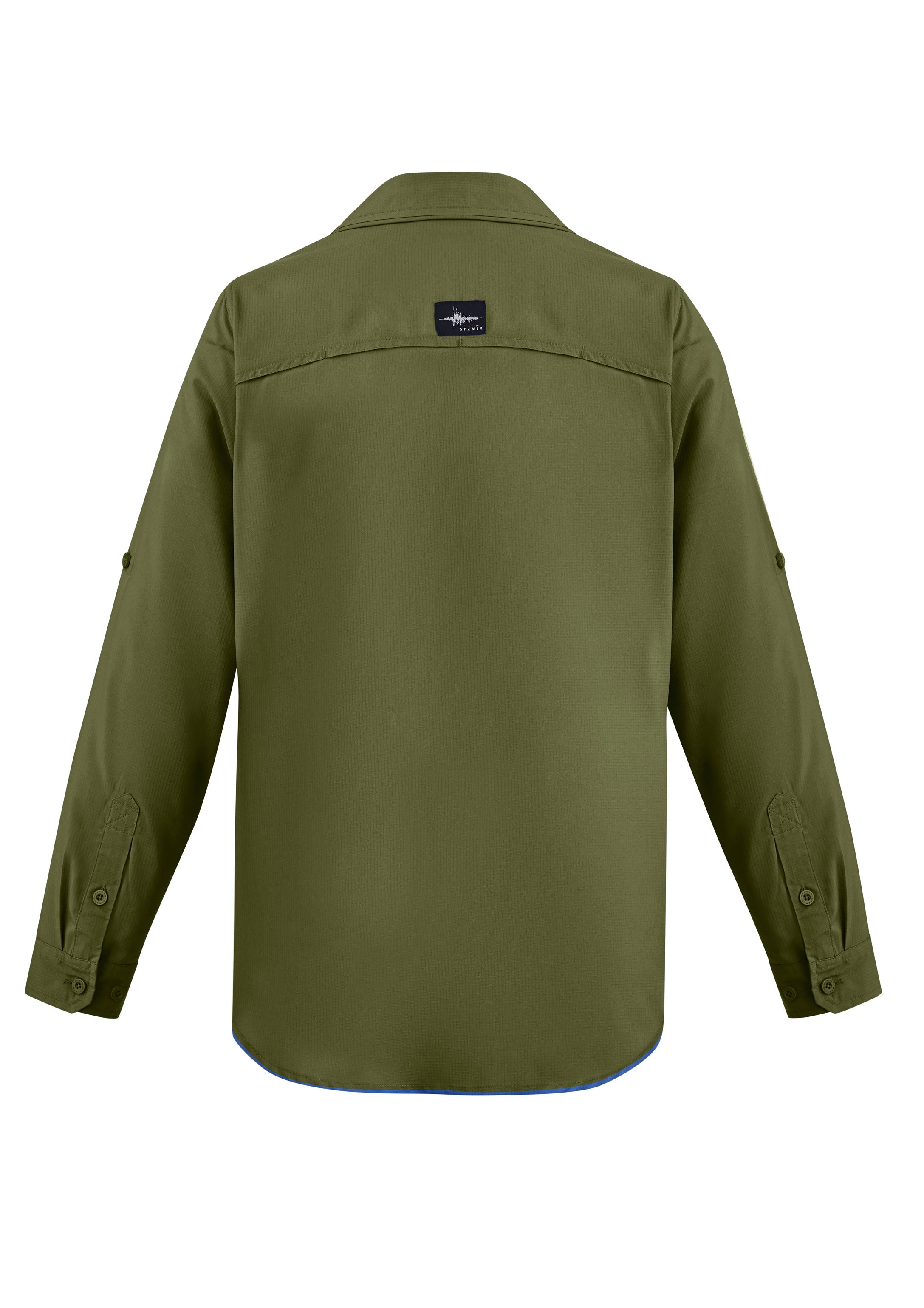 Syzmik ZW460 Mens Outdoor Long Sleeve Shirt in Army - back view