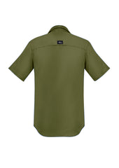 Syzmik ZW465 Mens Outdoor Short Sleeve Shirt in Army - back view