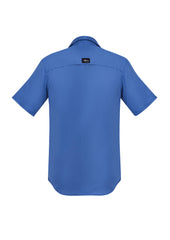 Syzmik ZW465 Mens Outdoor Short Sleeve Shirt in Blue - back view