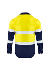 Syzmik ZW520 Mens Lightweight Bio Motion Long SleeveShirt in Yellow/Navy - back view