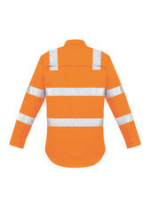 Syzmik ZW680 Mens Bio Motion VIC Rail Long Sleeve Shirt in Vic Rail Orange - back view