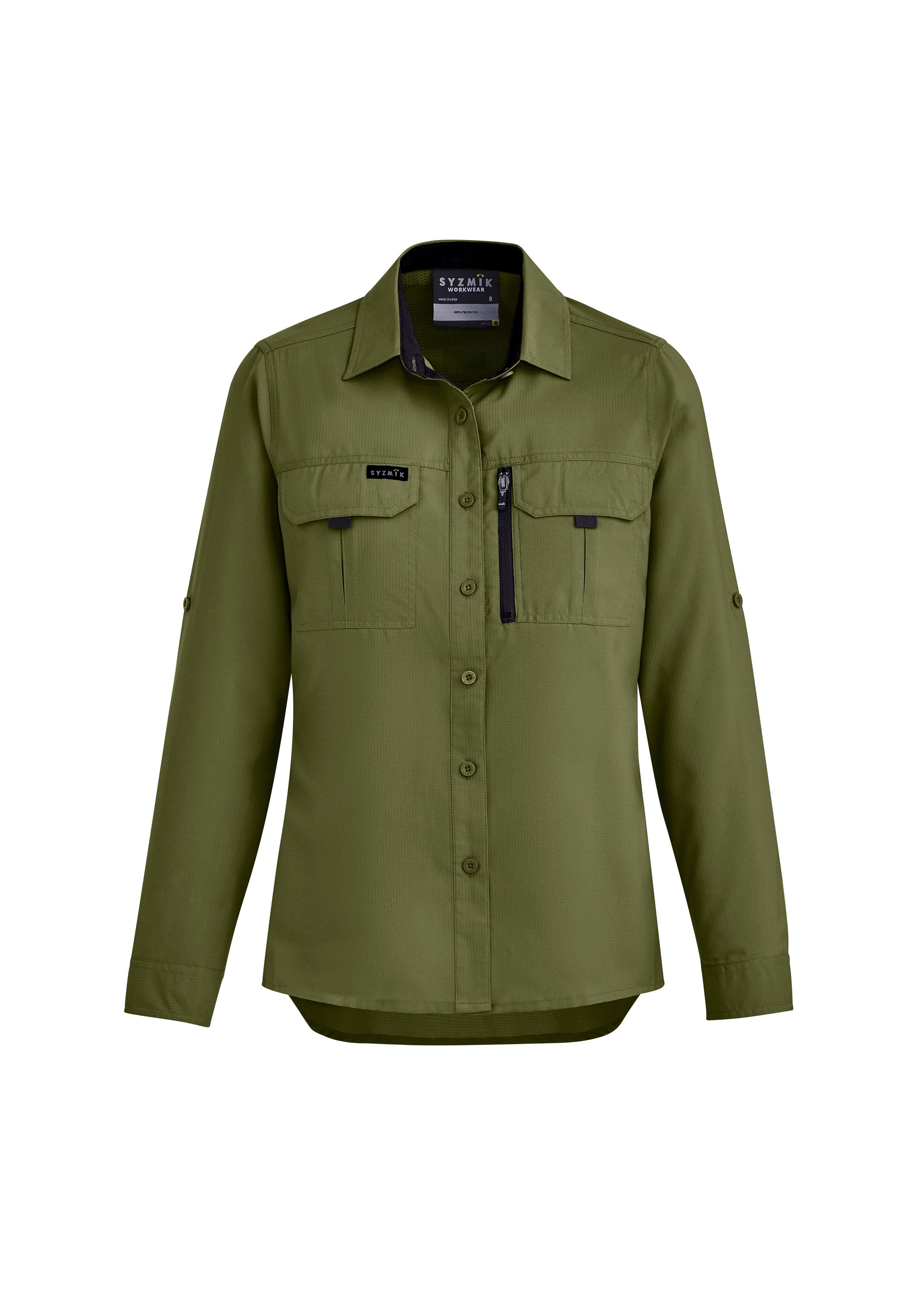 Syzmik ZW760 Womens Outdoor Long Sleeve Shirt in Army