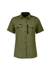 Syzmik ZW765 Womens Outdoor Short Sleeve Shirt in Army