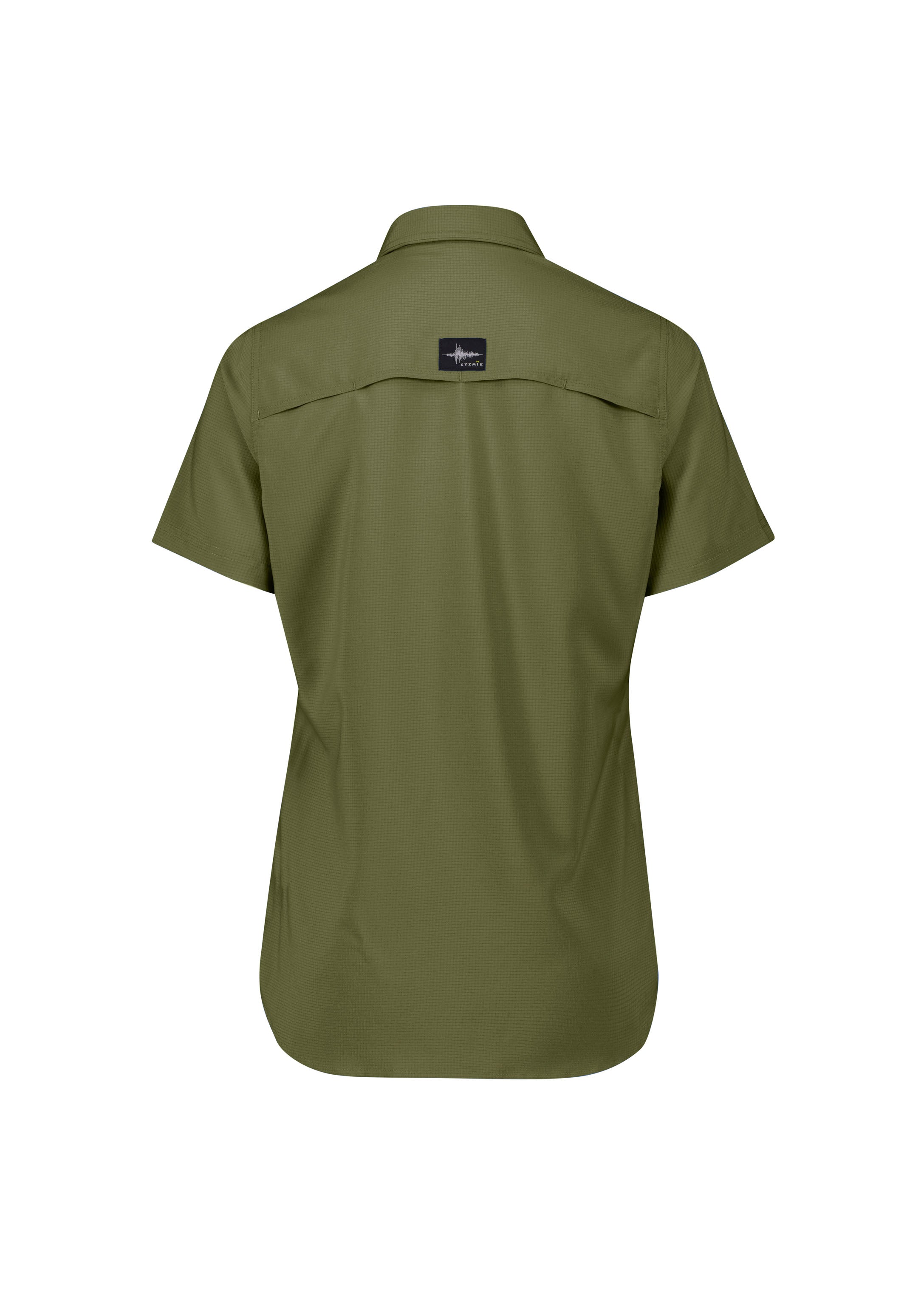Syzmik ZW765 Womens Outdoor Short Sleeve Shirt in Army - back view