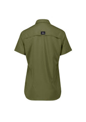 Syzmik ZW765 Womens Outdoor Short Sleeve Shirt in Army - back view