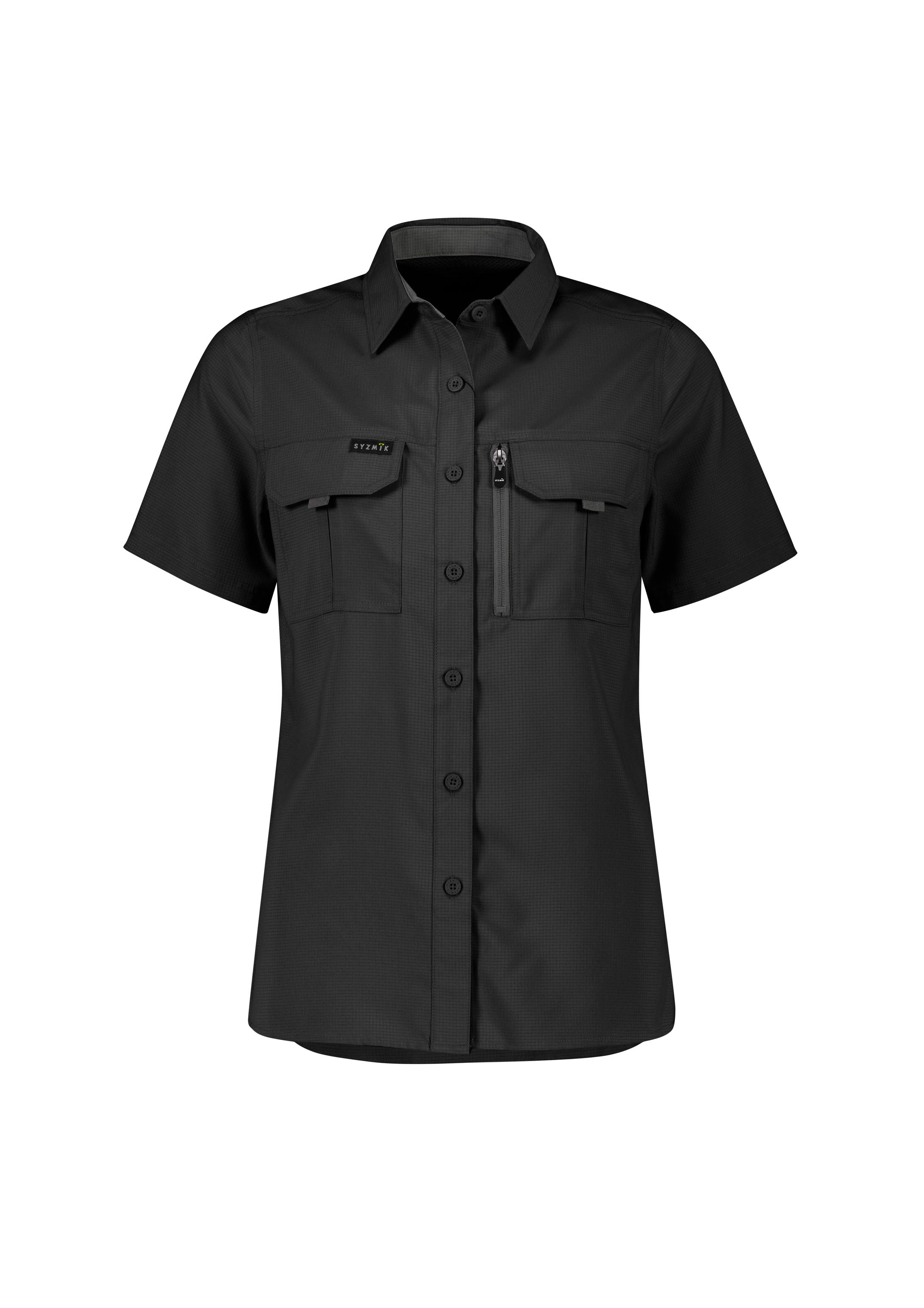 Syzmik ZW765 Womens Outdoor Short Sleeve Shirt in Black
