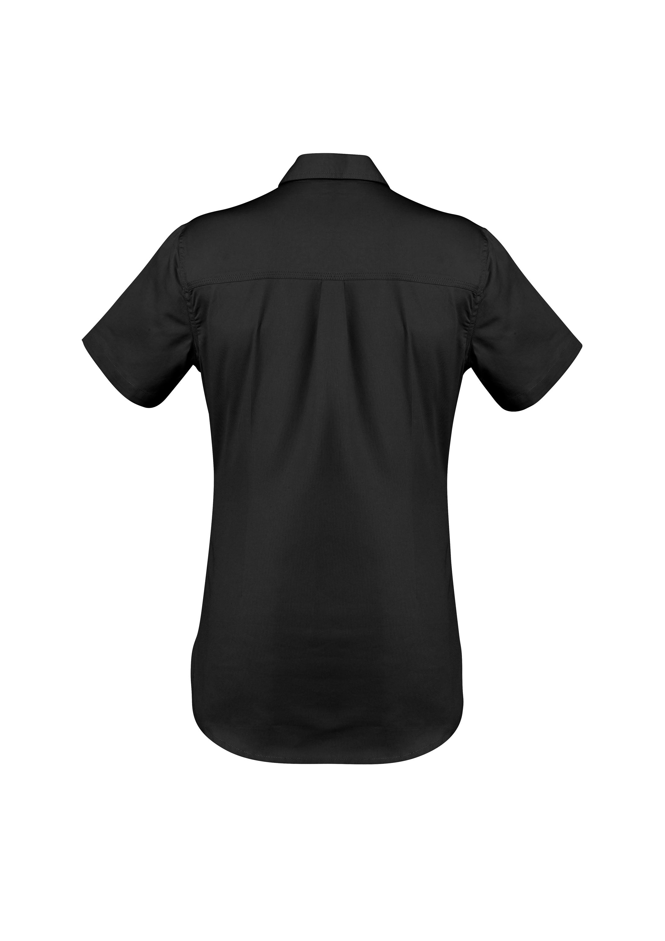 Syzmik ZWL120 Womens Lightweight Tradie Short Sleeve Shirt in Black - back view