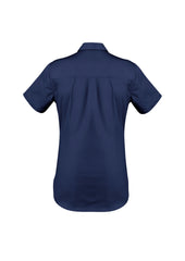 Syzmik ZWL120 Womens Lightweight Tradie Short Sleeve Shirt in Blue - back view