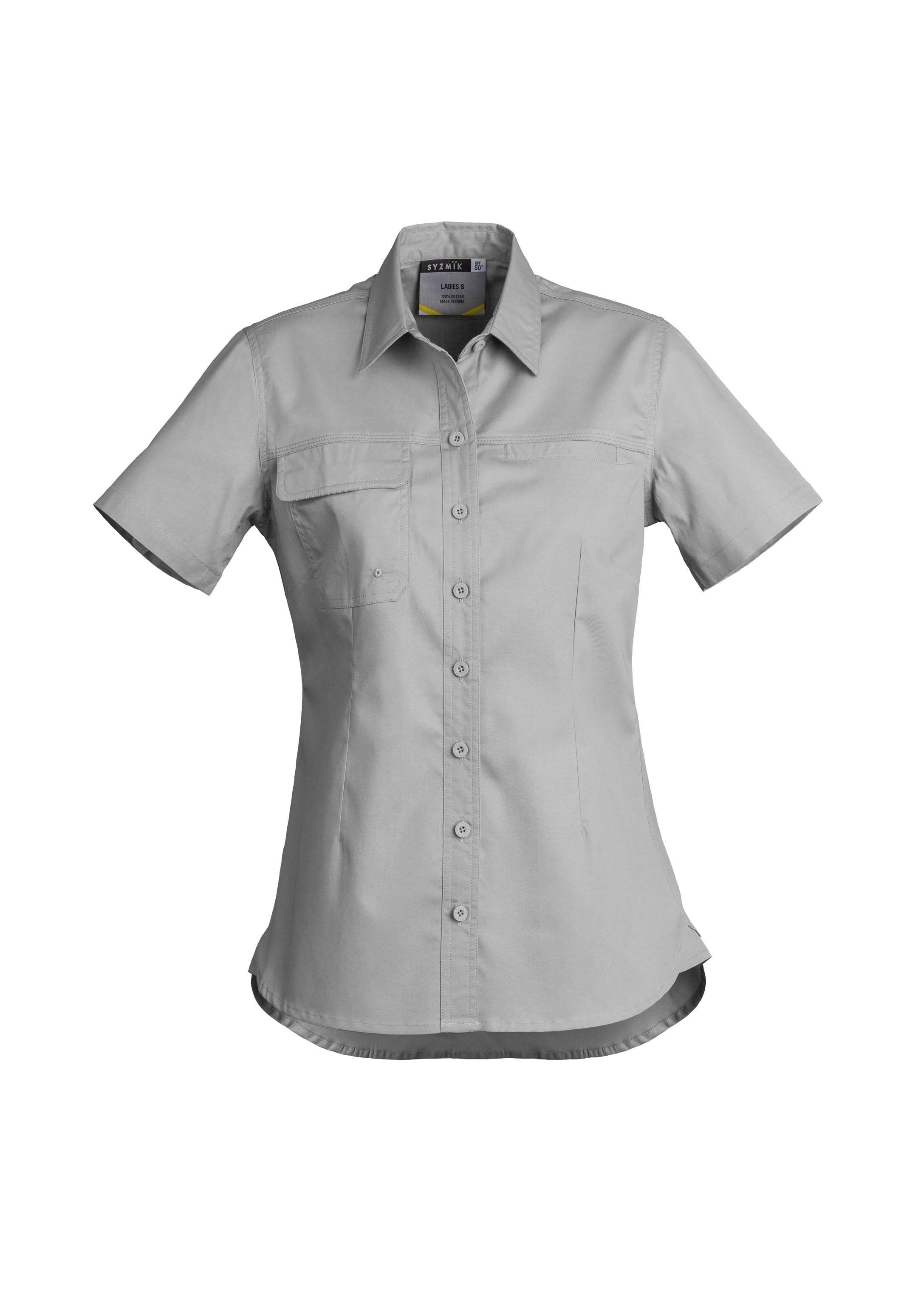 Syzmik ZWL120 Womens Lightweight Tradie Short Sleeve Shirt in Grey