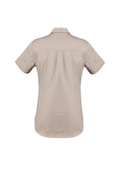 Syzmik ZWL120 Womens Lightweight Tradie Short Sleeve Shirt in Sand - back view