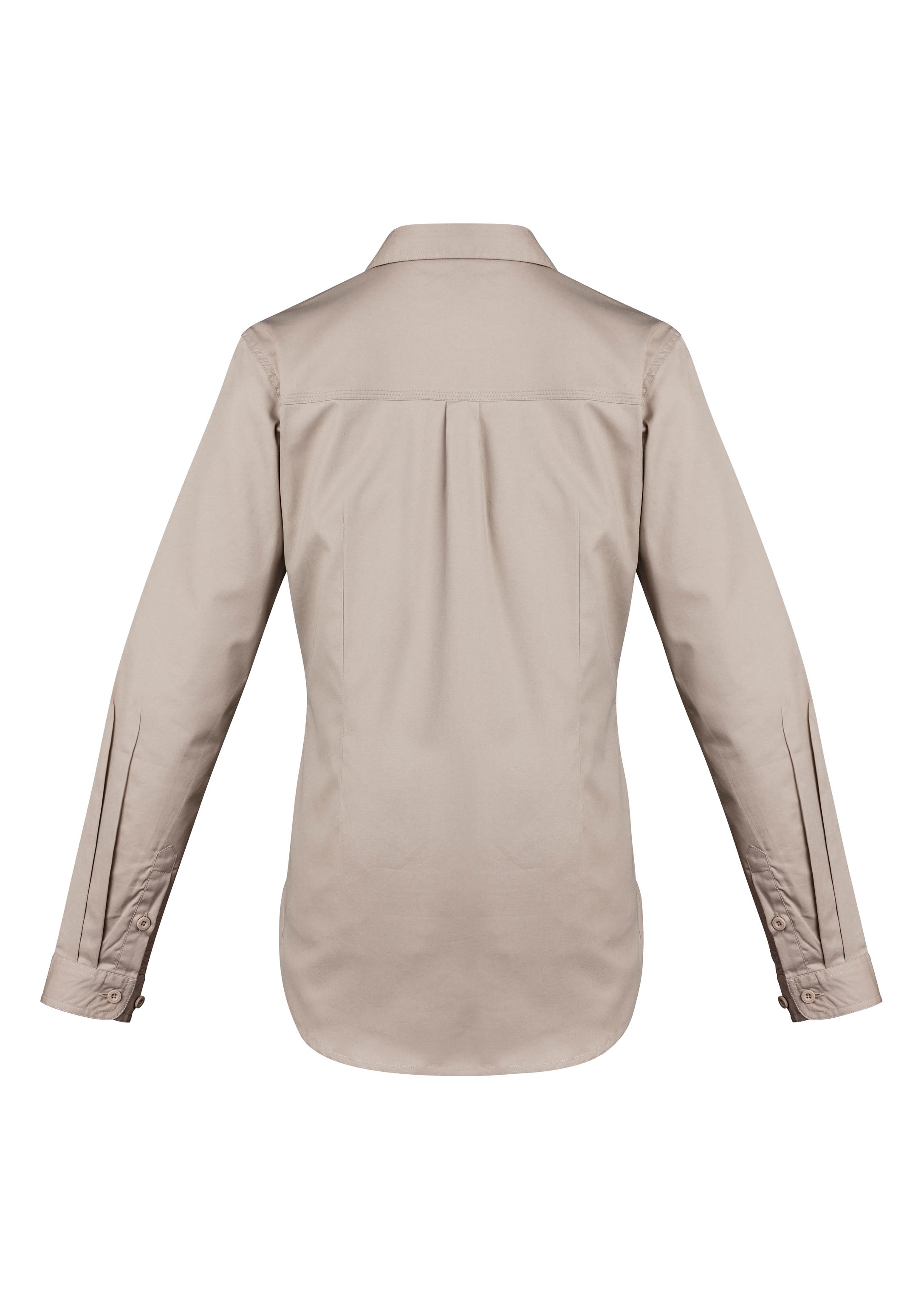 Syzmik ZWL121 Womens Lightweight Tradie Long Sleeve Shirt in Sand - back view