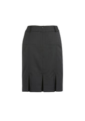 Biz Corporates 20115 Cool Stretch Womens Multi-Pleat Skirt in Charcoal - back view