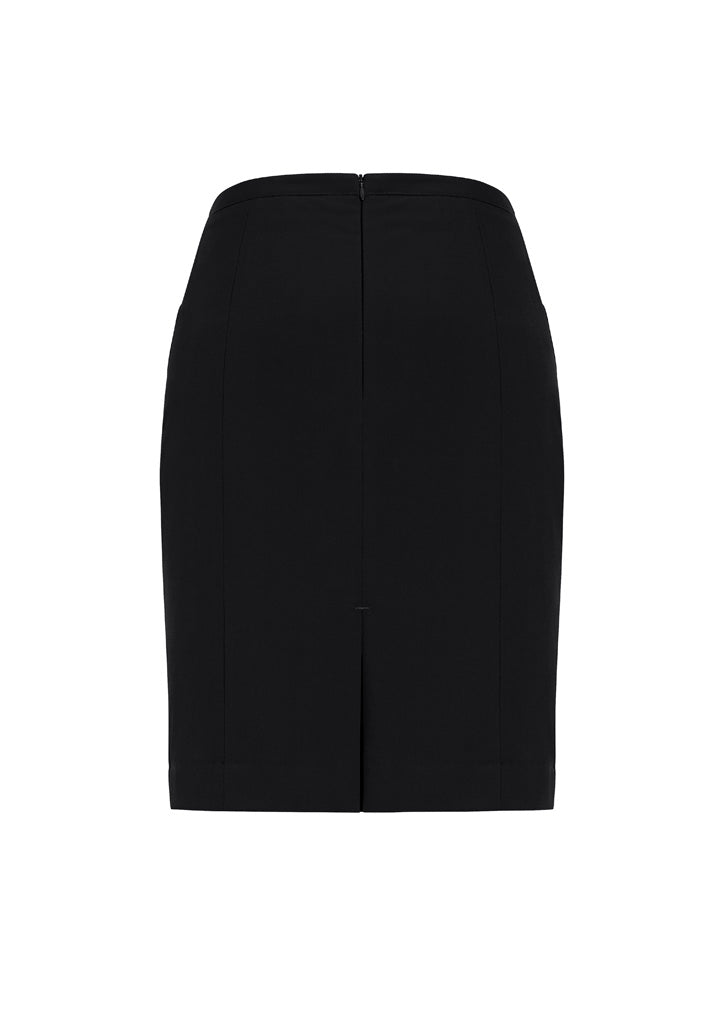 Biz Corporates 20720 Siena Womens Front Pleat Detail Straight Skirt in Black - back view