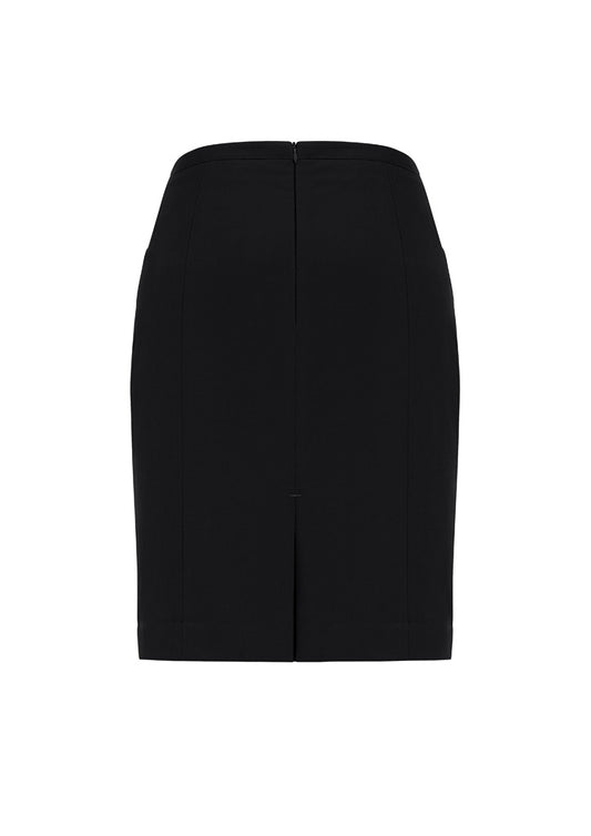 Biz Corporates 20720 Siena Womens Front Pleat Detail Straight Skirt in Black - back view