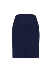 Biz Corporates 20720 Siena Womens Front Pleat Detail Straight Skirt in Marine - back view