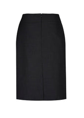 Biz Corporates 24011 Comfort Wool Stretch Womens Relaxed Fit Lined Skirt in Black - back view