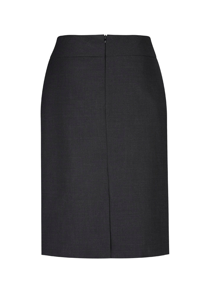 Biz Corporates 24011 Comfort Wool Stretch Womens Relaxed Fit Lined Skirt in Charcoal - back view