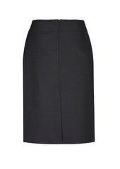 Biz Corporates 24011 Comfort Wool Stretch Womens Relaxed Fit Lined Skirt in Charcoal - back view