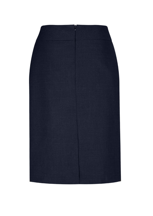 Biz Corporates 24011 Comfort Wool Stretch Womens Relaxed Fit Lined Skirt in Navy - back view