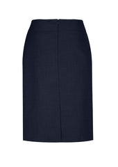 Biz Corporates 24011 Comfort Wool Stretch Womens Relaxed Fit Lined Skirt in Navy - back view