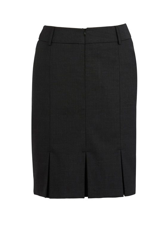 Biz Corporates 24015 Comfort Wool Stretch Womens Multi-Pleat Skirt in Black - back view