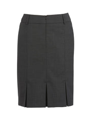 Biz Corporates 24015 Comfort Wool Stretch Womens Multi-Pleat Skirt in Charcoal - back view