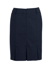 Biz Corporates 24015 Comfort Wool Stretch Womens Multi-Pleat Skirt in Navy - back view