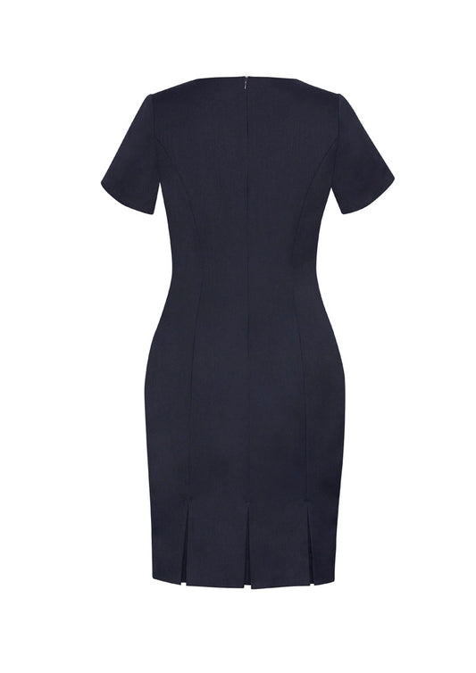 Biz Corporates 30112 Cool Stretch Womens Short Sleeve Shift Dress in Navy - back view