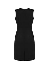 Biz Corporates 30121 Cool Stretch Womens Sleeveless V-Neck Dress in Black - back view