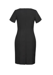 Biz Corporates 34012 Comfort Wool Stretch Womens Short Sleeve Shift Dress in Black - back view