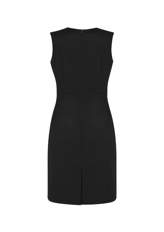 Biz Corporates 34021 Comfort Wool Stretch Womens Sleeveless V-Neck Dress in Black - back view