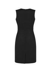 Biz Corporates 34021 Comfort Wool Stretch Womens Sleeveless V-Neck Dress in Black - back view