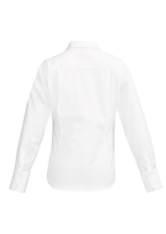 Biz Corporates 40310 Hudson Womens Long Sleeve Shirt in White - back view