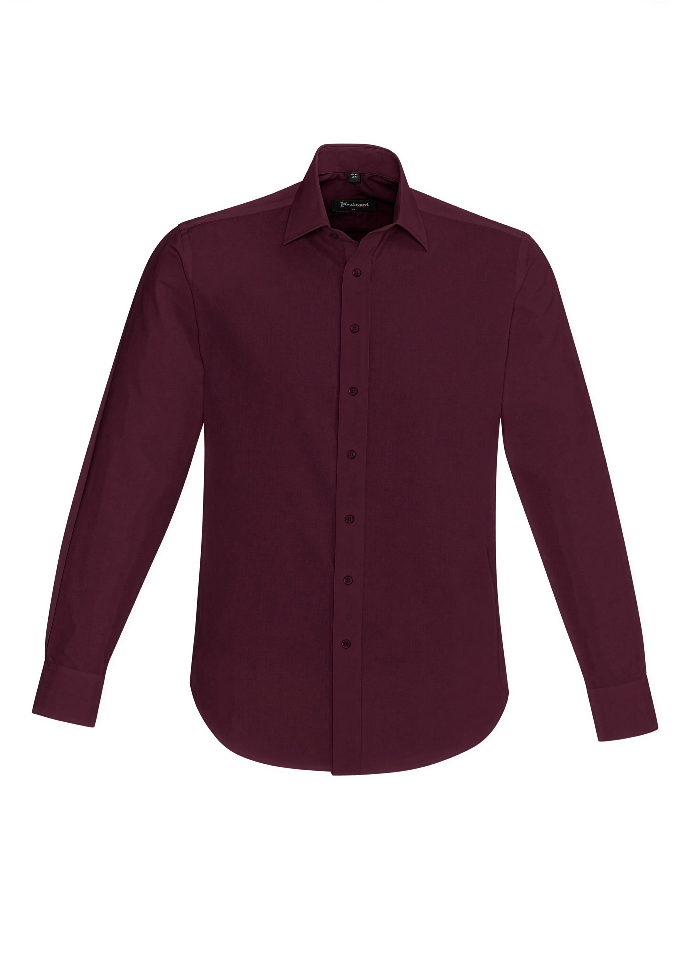 Biz Corporates 40320 Hudson Mens Long Sleeve Shirt in Wine