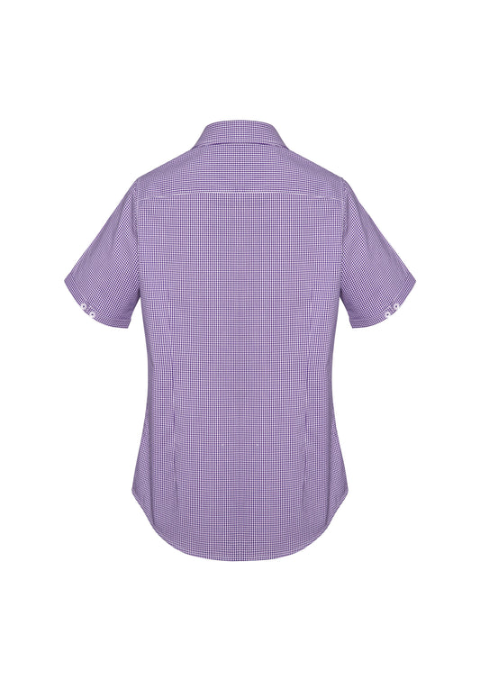 Biz Corporates 42512 Newport Womens Short Sleeve Shirt in Purple Reign - back view