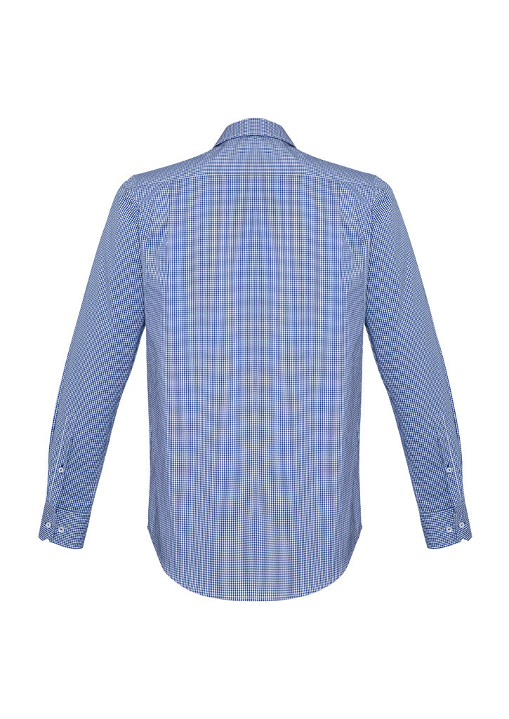 Biz Corporates 42520 Newport Mens Long Sleeve Shirt in French Navy - back view
