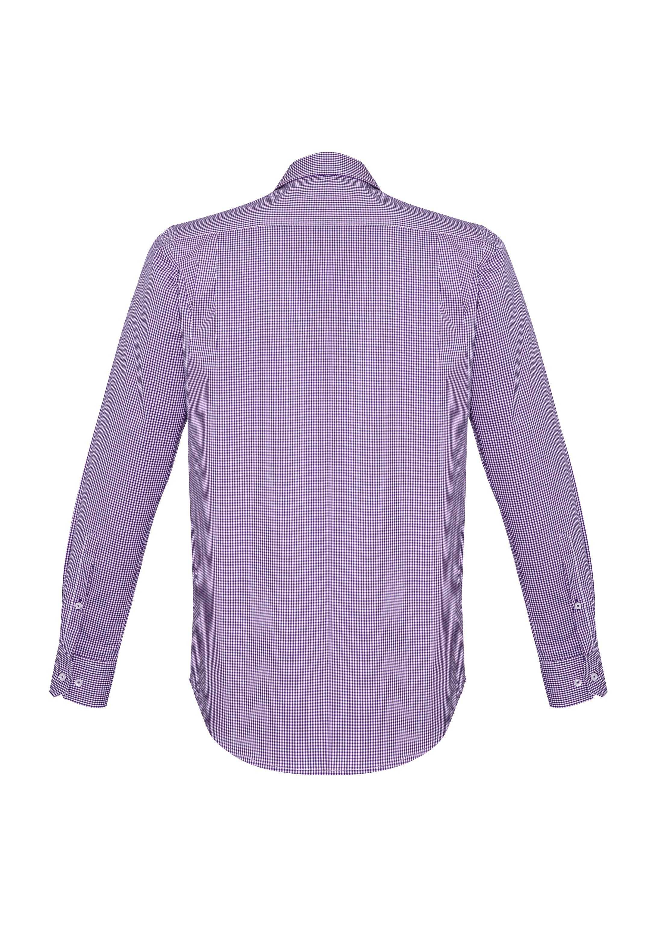 Biz Corporates 42520 Newport Mens Long Sleeve Shirt in Purple Reign - back view