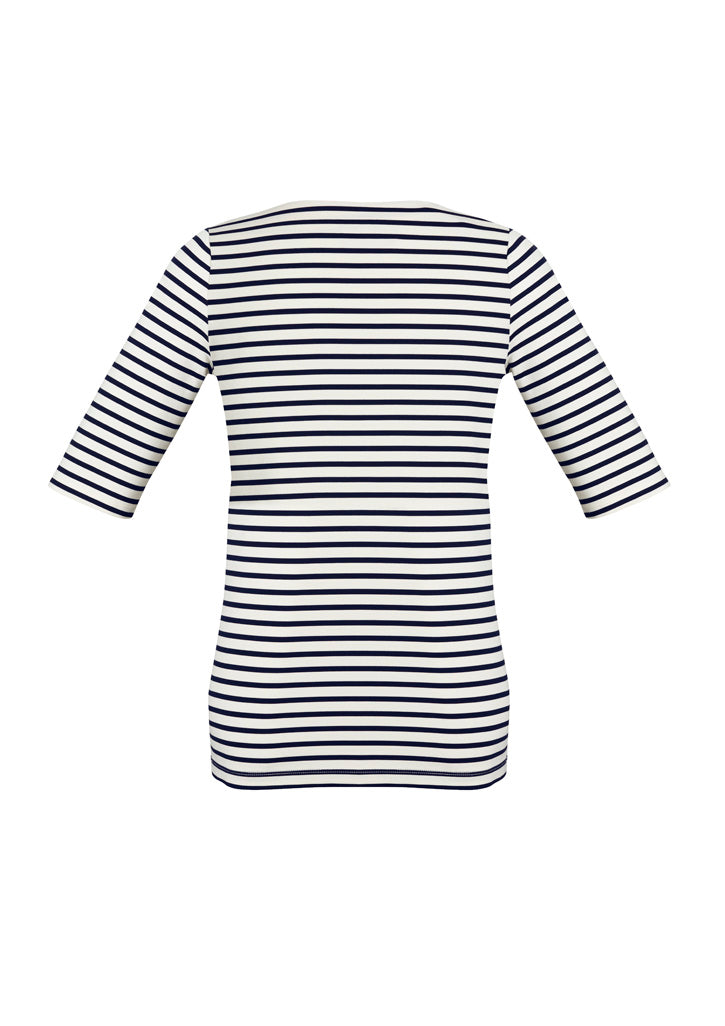 Biz Corporates 44113 Camille Womens Short Sleeve T-Top in Dark Navy/Ivory - back view