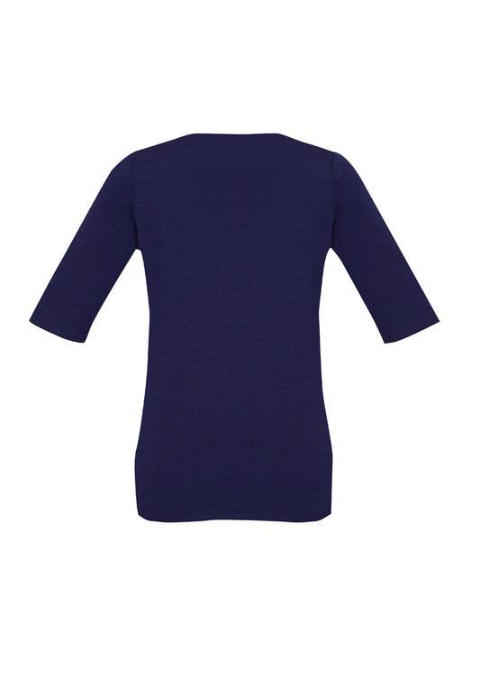 Biz Corporates 44113 Camille Womens Short Sleeve T-Top in Navy - back view