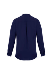 Biz Corporates 44210 Juliette Womens Long Sleeve Blouse in Navy - back view