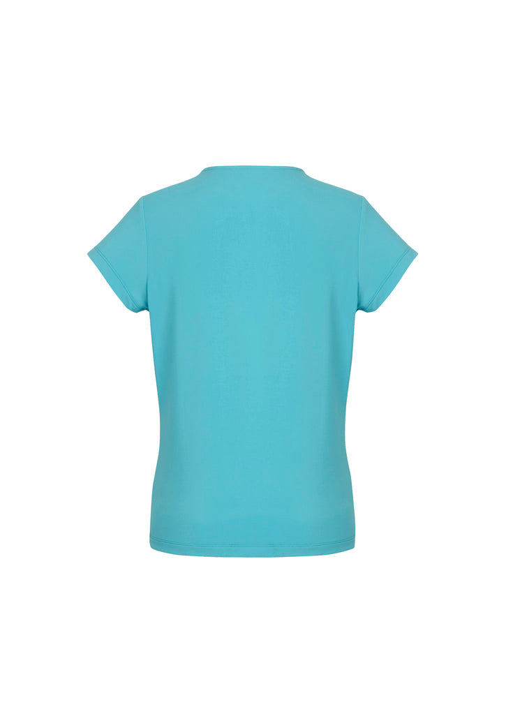 Biz Corporates 44412 Blaise Womens Short Sleeve Top in Aqua - back view