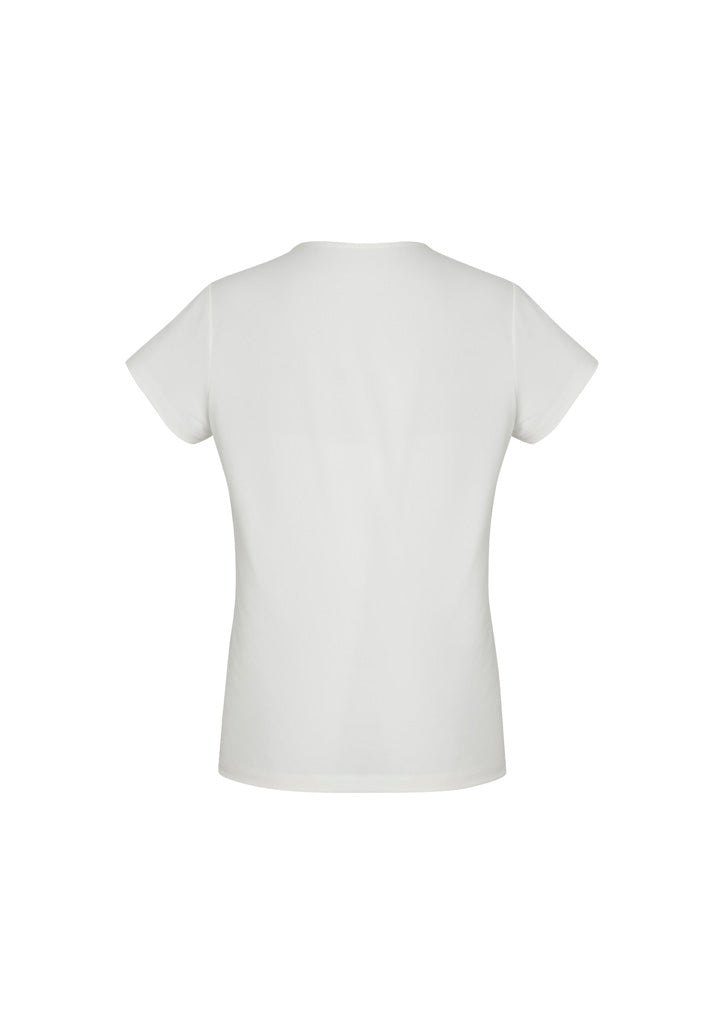 Biz Corporates 44412 Blaise Womens Short Sleeve Top in Ivory - back view
