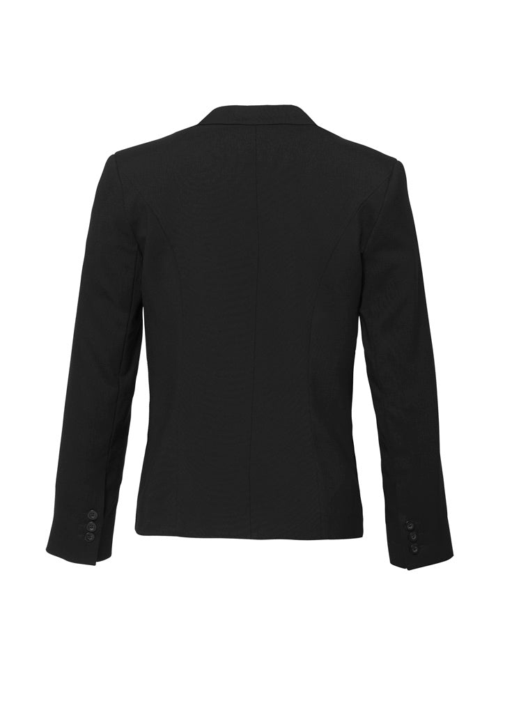 Biz Corporates 60113 Cool Stretch Womens Short Jacket with Reverse Lapel in Black - back view