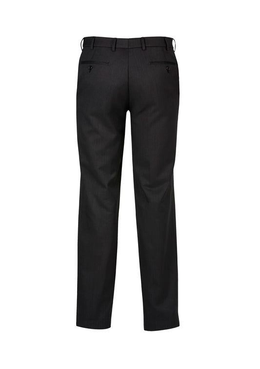 Biz Corporates 70112S Cool Stretch Mens Flat Front Pant (Stout) in Black - back view